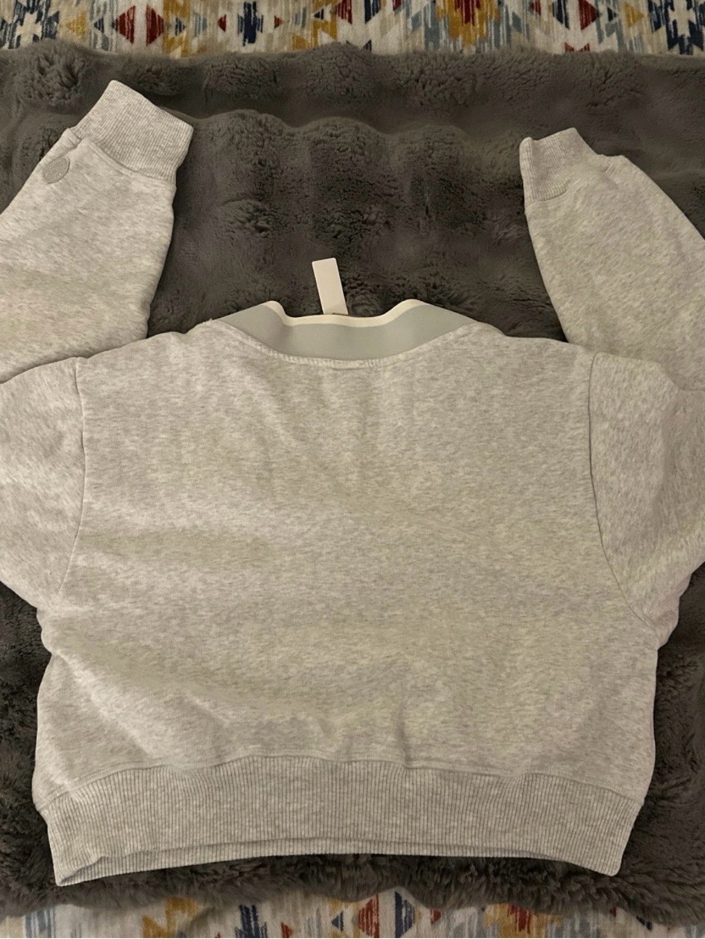 PINK Victoria's Secret Men's Light Gray V-Neck Sweater with White Trim - Picture 2 of 4
